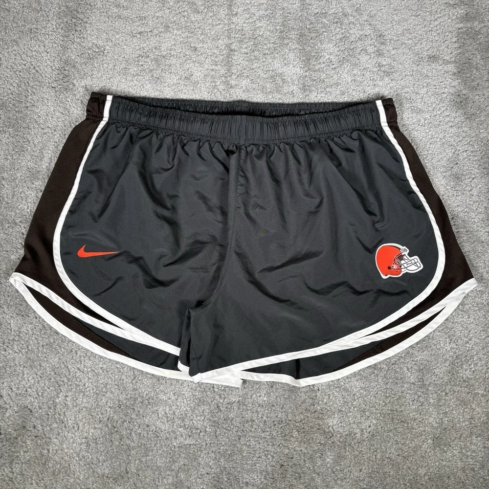 Nike Cleveland Browns Shorts Womens 2XL Gray Dri Fit Logo Running Athletic Gym